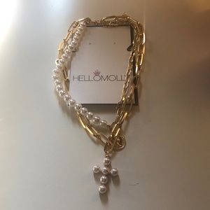 Hello Molly Pearl and Chain Necklace